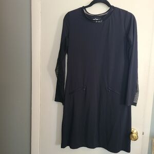 IBKUL Women's Flattering Practical Black Cooling Mesh Long Sleeves Dress Size S